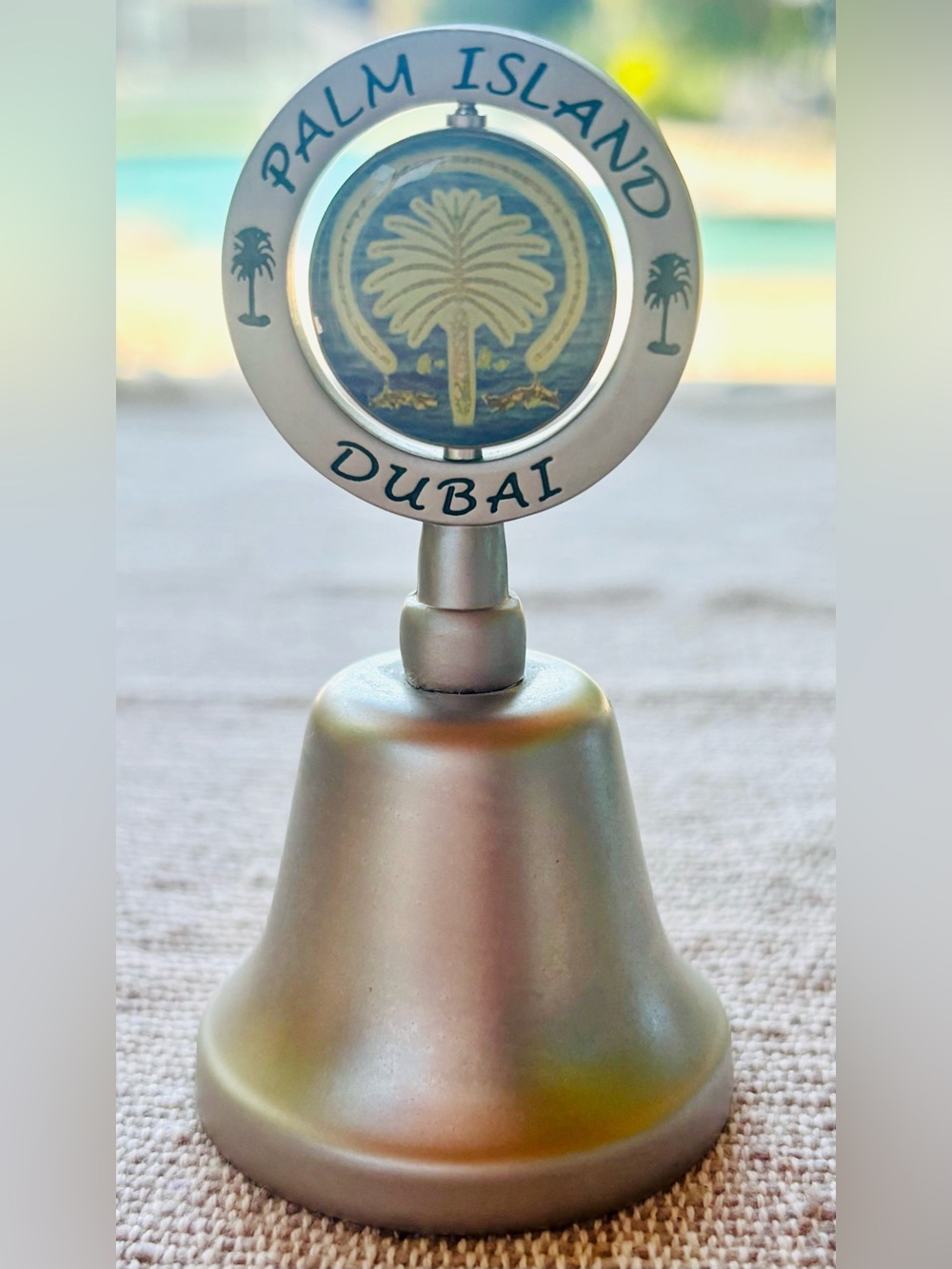 Silver Tone Palm Island, Dubai Miniature Souvenir Bell - Beautiful Gift Idea!